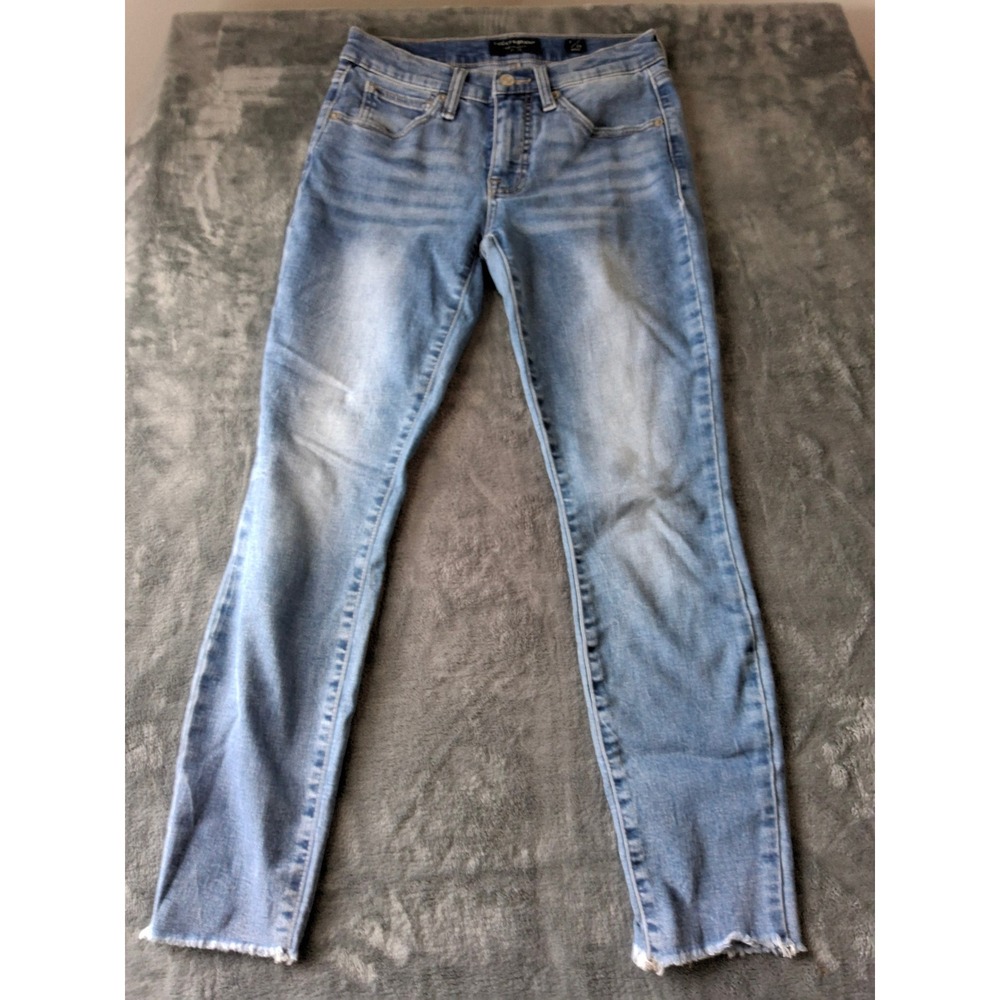 Lucky Brand Ava Mid Rise Skinny Ankle Jeans Light Wash Raw Hem Blue Womens 2/26